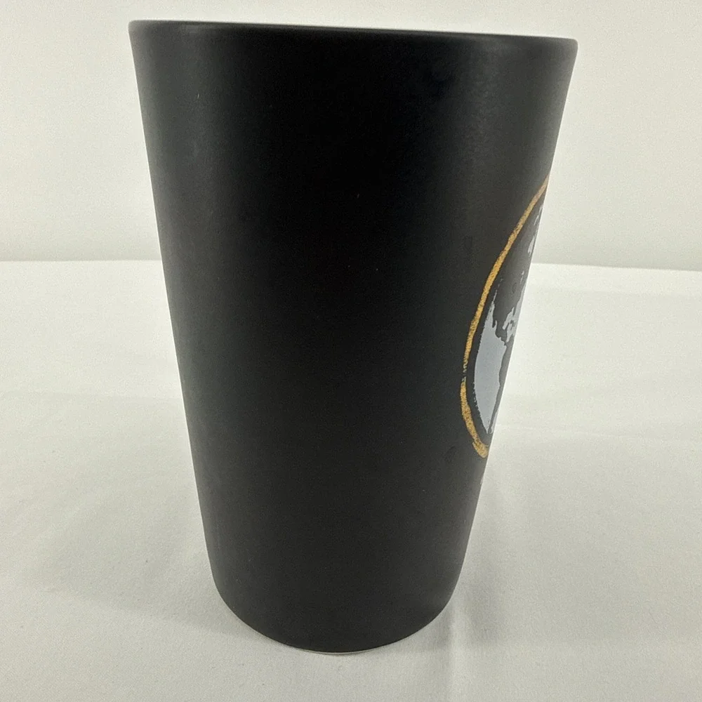 Starbucks 2015 Matte Black Globe Coffee Mug 16 oz Hipster Travel Tourist